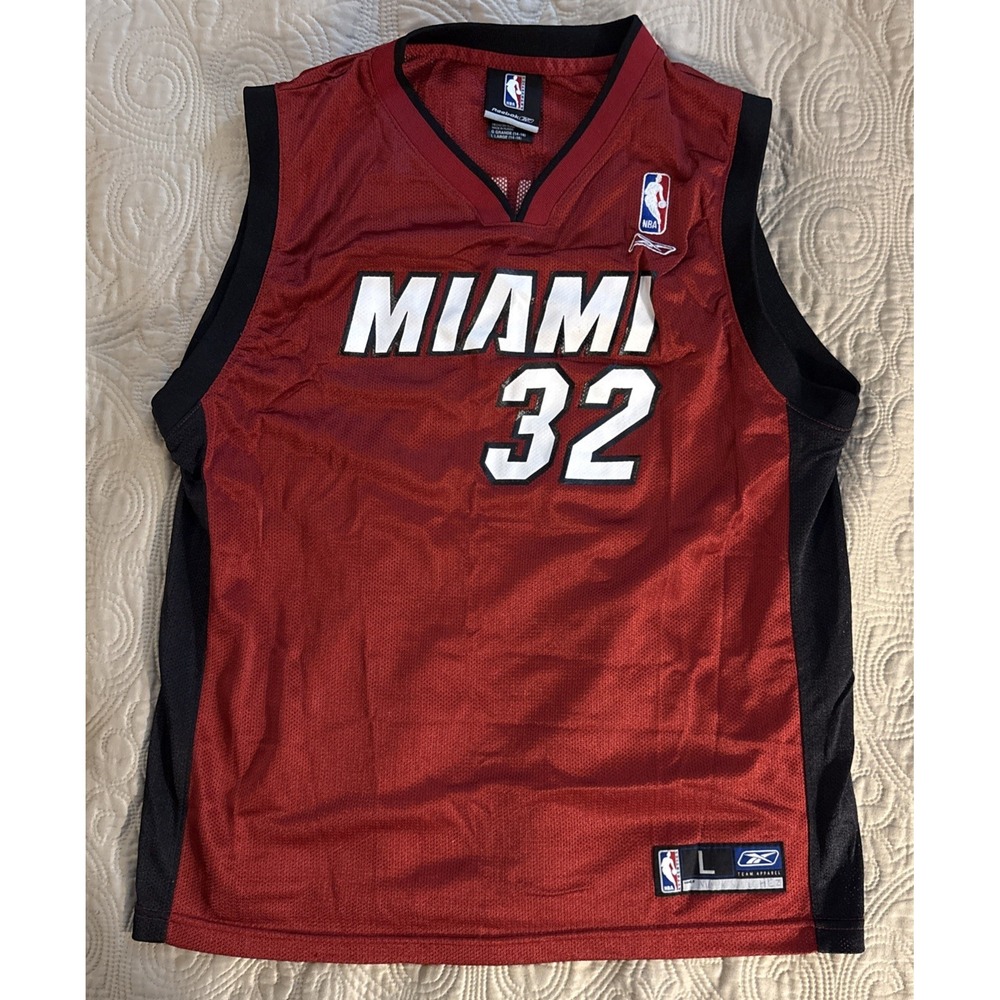 Reebok Vintage Shaquille O'Neal Shaq Miami Heat Red Jersey Youth Boys Size Large